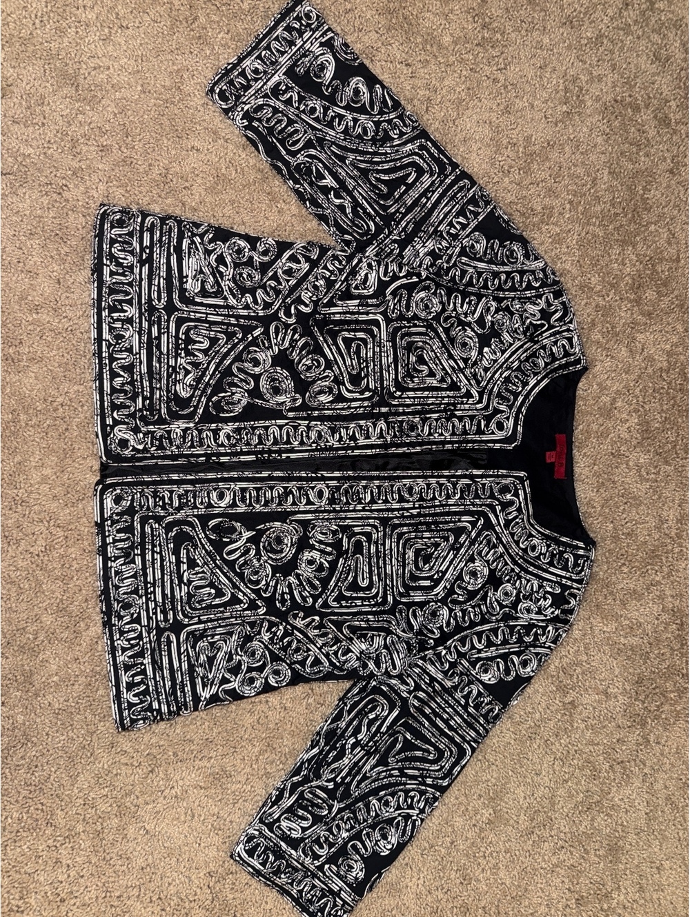 Joni B. Black and White Patterned Medium Jacket